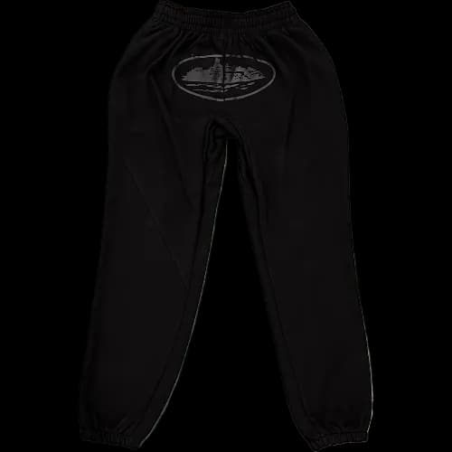 corteiz pants black alcatraz logo black